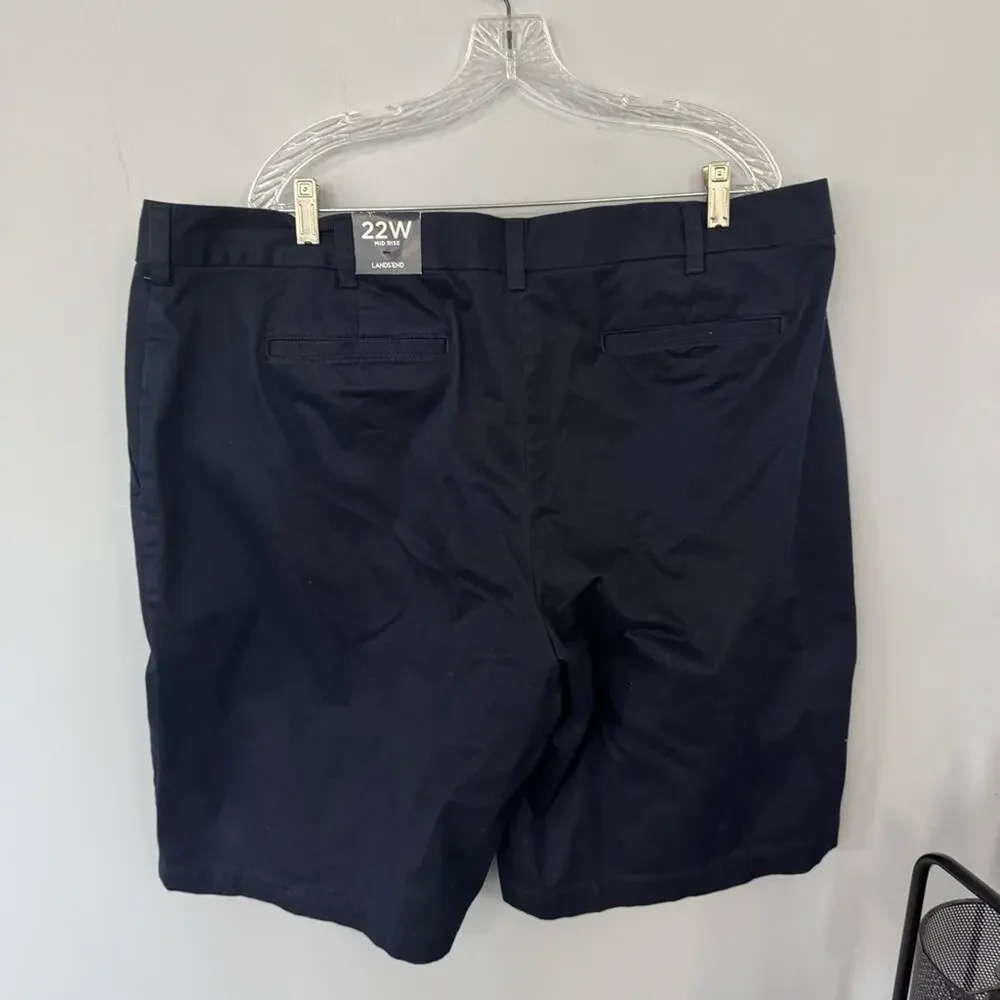 NWT Lands' End Women's Navy Dark Blue Chino Shorts Mid Rise Plus Size 22 W - Picture 2 of 9